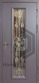 Входная дверь со стеклом и ковкой №42 фото