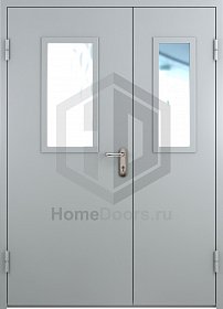 Техническая двойная дверь со стеклом фото