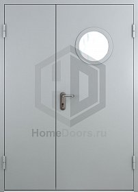 Двупольная противопожарная дверь EI-60 со стеклом и антипаникой фото